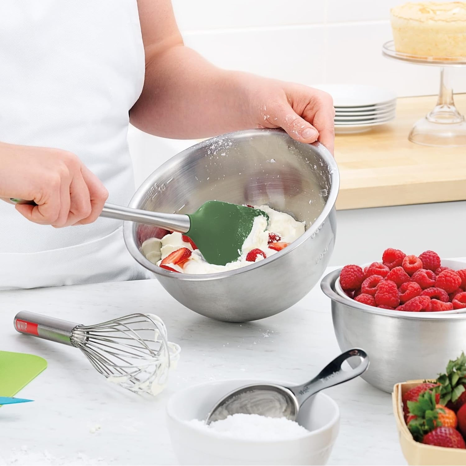 Pesto Green Stainless Steel Silicone Cooking Utensil Set, 6 Pieces