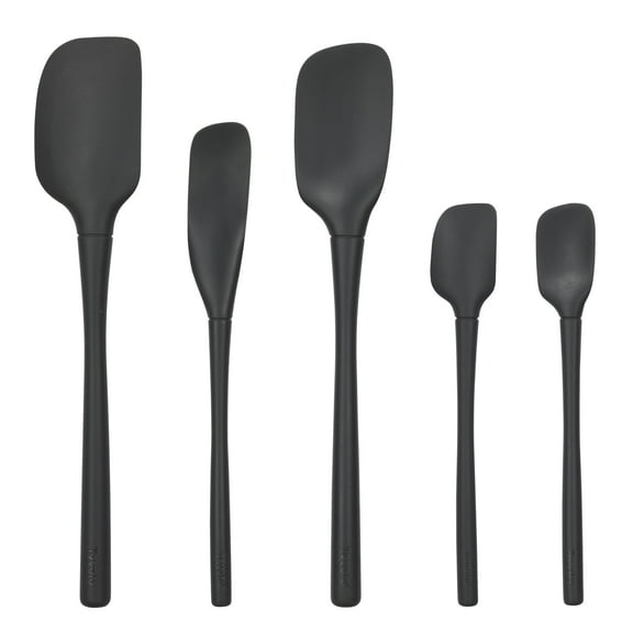 Tovolo 5-Piece Silicone Utensil Set (Black): Spatula, Spoonula, Jar Scraper, Mini Spatula, Mini Spoonula