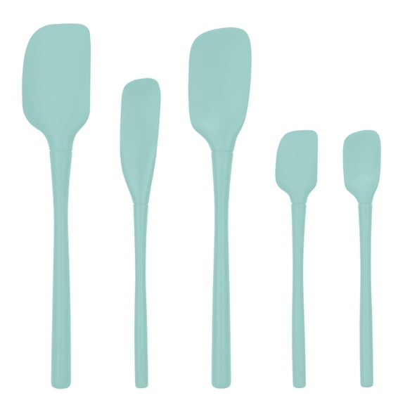 Tovolo 5-Piece Silicone Utensil Set (Light Aqua): Spatula, Spoonula, Jar Scraper, Mini Spatula, and Mini Spoonula