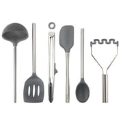 Tovolo Silicone Cooking Utensil Set of 6 Stainless Steel, Charcoal