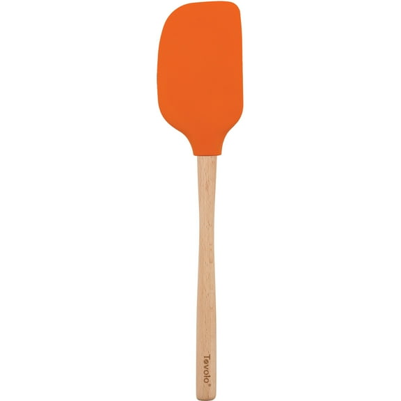 Tovolo Flex-Core Wood Handled Silicone Jumbo Spatula, Orange Peel