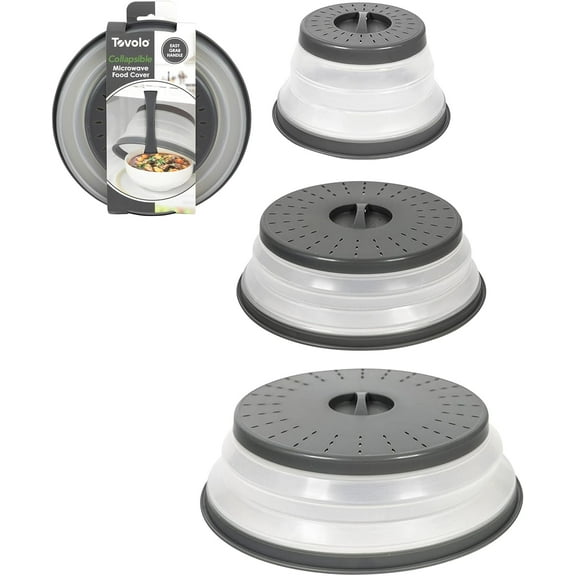 Tovolo Collapsible Microwave Cover Set of 3 S/M/L Vented, Charcoal