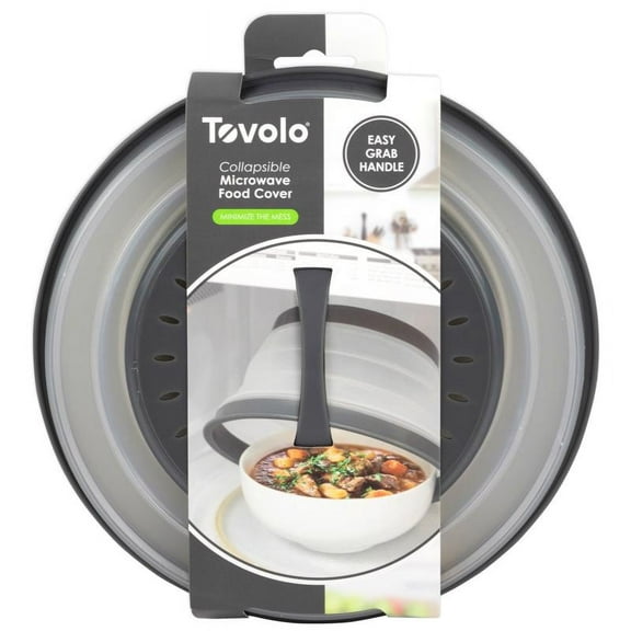 Tovolo Small Collapsible Microwave Cover, Lid for Reheating Food, Meal Prep Kitchen Gadget, No Mess Folding Bowl Cover Kitchen Tool, Charcoal