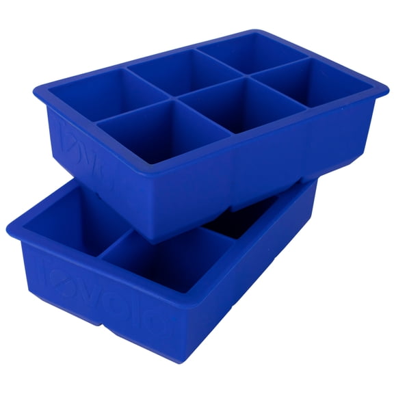 Tovolo King Cube Ice Trays Pack of 2, 12 Large 2 In Cubes, Stratus Blue