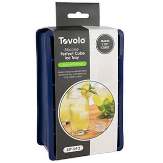 Tovolo Perfect Cube Ice Cube Trays Pack of 2, 30 Cubes BPA-Free Easy Release, Deep Indigo