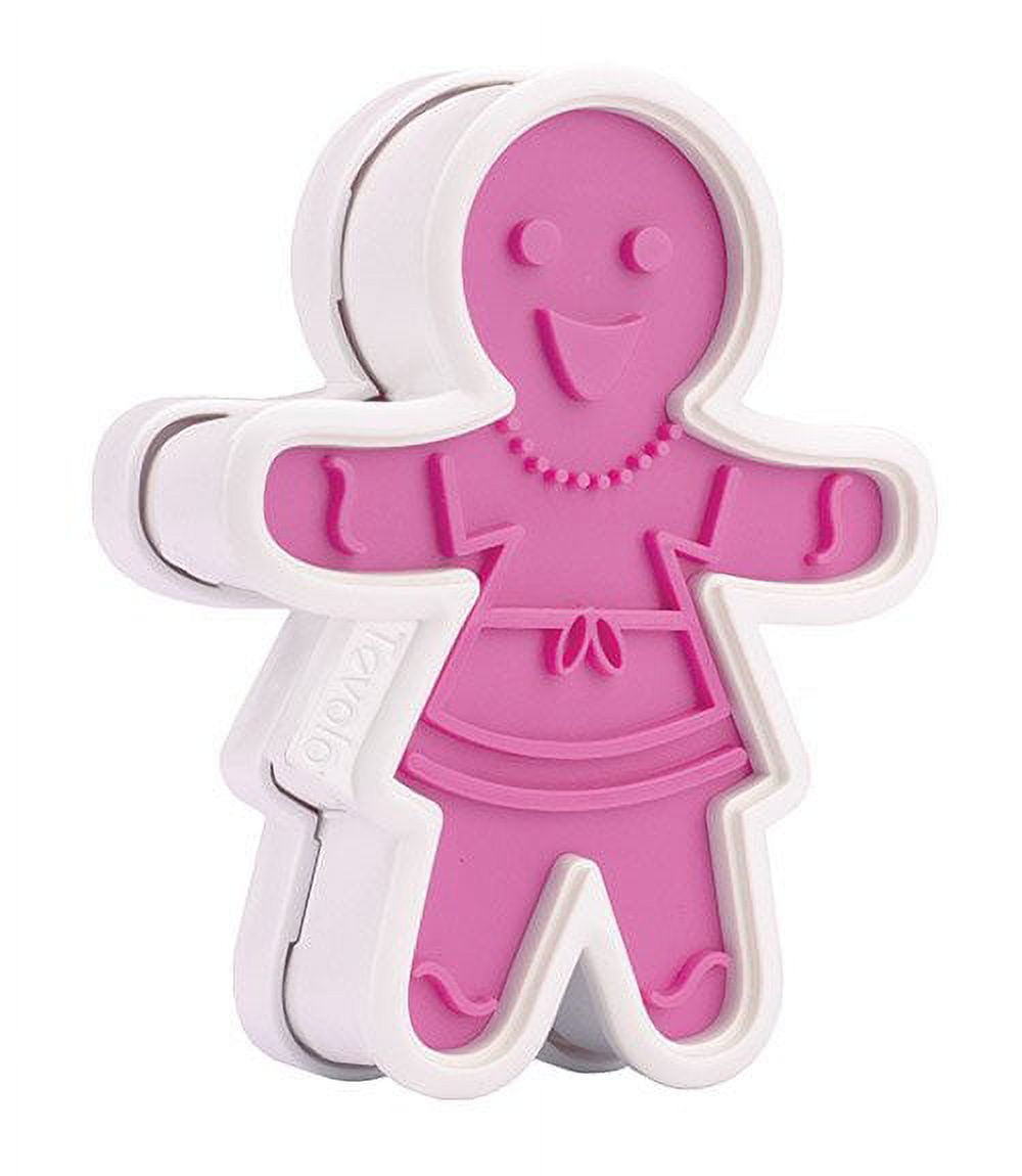 Tovolo Set of 3 Reversible Gingerbread Girl Cookie Cutters / Stamps