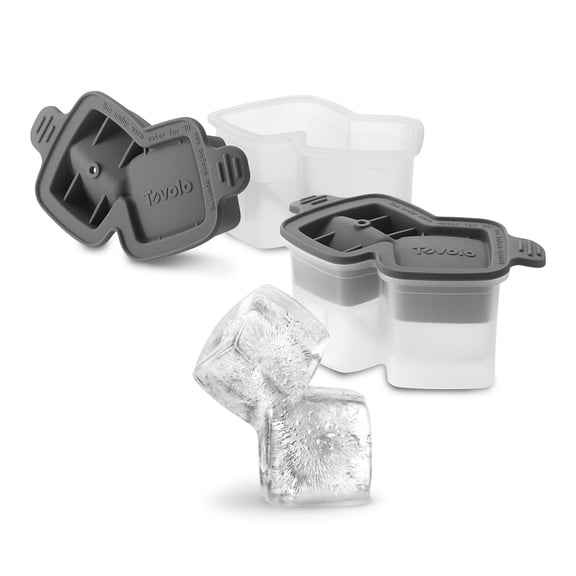 Tovolo Silicone Ice Mold, Traditional Double Rocks Large Ice Molds for Cocktail Drinks, 2 Pack