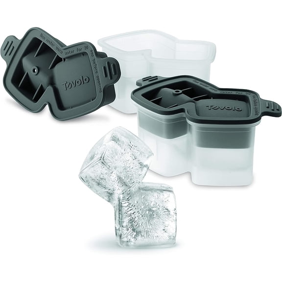 Tovolo Silicone Ice Mold, Traditional Double Rocks Large Ice Molds for Cocktail Drinks, 2 Pack