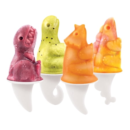 Tovolo Silicone Popsicle Ice Cream Makers and Mold Set with Base, Set of 4, Dinosaurs
