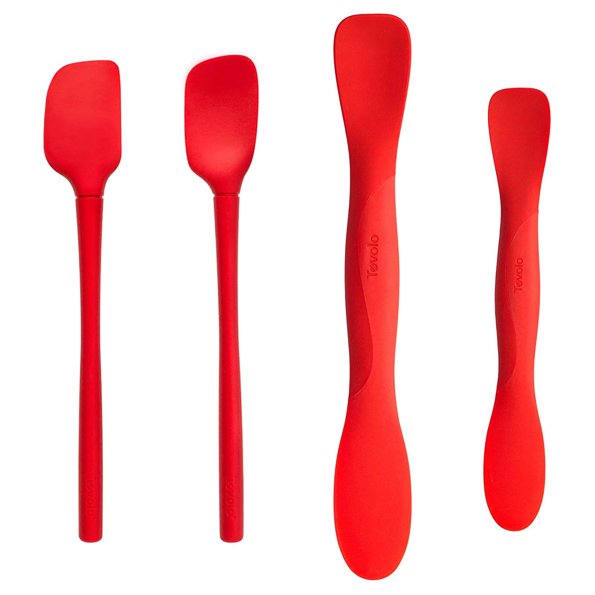 Tovolo Silicone Tool Set: Candy Apple Red; Mini Spatula; Mini Spoonula,  Scoop & Spread, Mini Scoop & Spread 