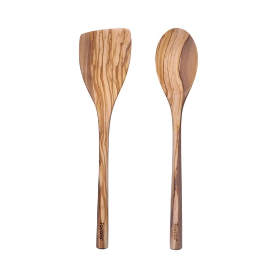 Tovolo Solid Olivewood Kitchen Utensil Set, Spoon and Turner, Set of 2