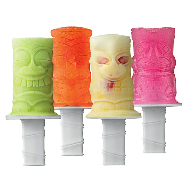 Tovolo Tikis Silicone Popsicle Molds Set with Base, Set of 4