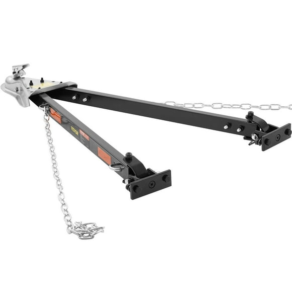 Tow Bar, 5500 lbs Towing Capacity with Chains,Coupler Fits 2-Inch Ball Hitch, 39.4-Inch Opening Width,  Powder-Coating Alloy Steel Bumper-Mounted Universal Towing Bar, for RV Car Trailer Truck