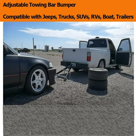 Tow Bar,Heavy-Duty Adjustable Towing Bar Bumper Mount w/ 2X Chains,Universal Towing Bar 5000 LBS Towing Capacity,Coupler Fits 2-Inch Ball Hitch,Fit Tow Bars for Jeeps, Trucks, SUVs, RVs, Boat, Trailer