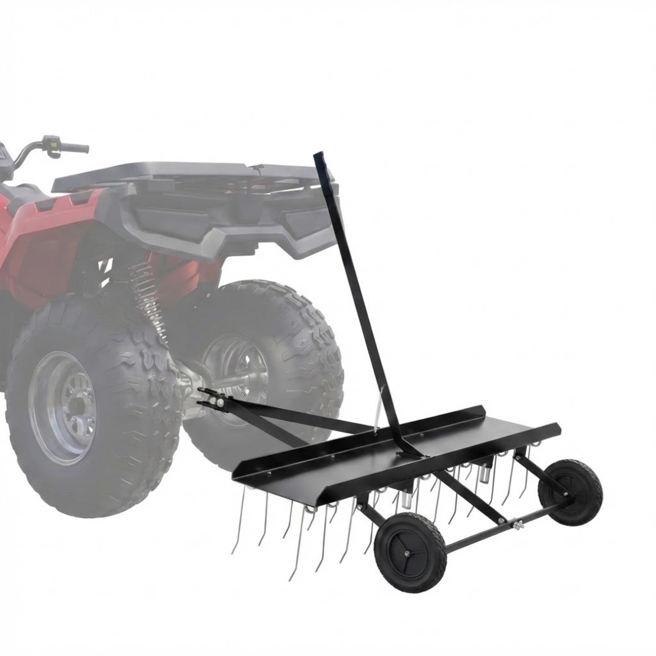 Tow-Behind Lawn Dethatcher - 48" Wide, 24 Spring Steel Tines, Compatible with ATV & Lawn Tractor, with Lift Handle, for Garden & Farm Lawn Maintenance