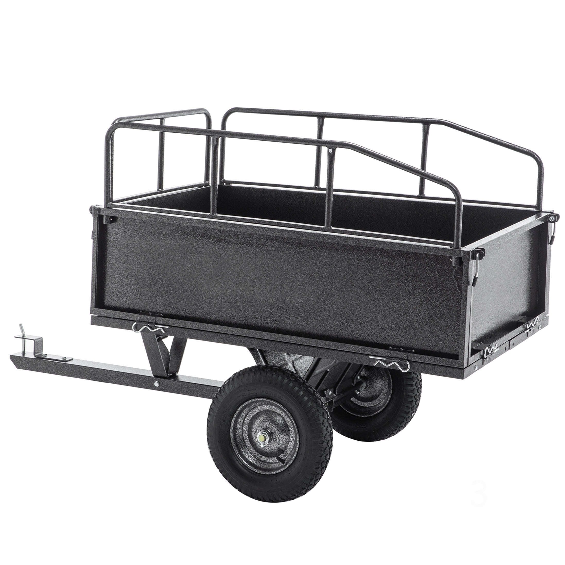 Tow Behind Dump Cart 600LBS Load 17 Cu.Ft. for ATV Lawn Tractor 15 Inch ...