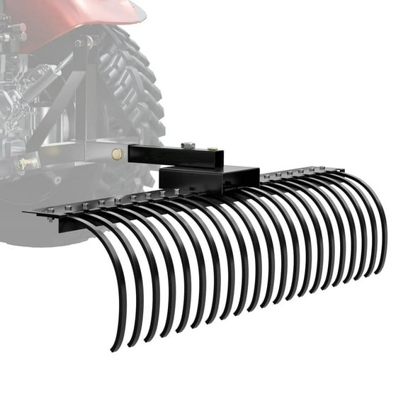 Tow Behind Landscape Rake, 60inch Tow Dethatcher with Steel Coil Tines, Lawn Dethatcher Rake for Leaves, Pine Needles and Grass