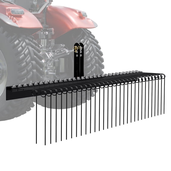 Tow Behind Landscape Rake 72 Inch - Dethatcher with 32 Steel Tines, 3-Point Hitch Compatible for Tractor, Lawn Debris Removal for Leaves, Straw & Pine Needles