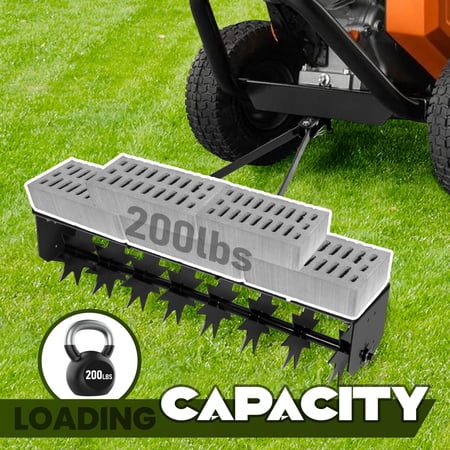 Tow Behind Lawn Aerator 31 Inch, Heavy Duty Spike Aerator with 8 Steel Tines and 200 LBS Weight Capacity, Pull Behind Plug Aerator with Universal Hitch for Lawn Tractor ATV Garden Farm
