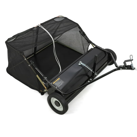 Tow Behind Lawn Sweeper 42 Inch, Large Capacity Heavy Duty Leaf Collector with Adjustable Sweeping Height, Dumping Rope Design for Picking Up Debris and Grass, 42"