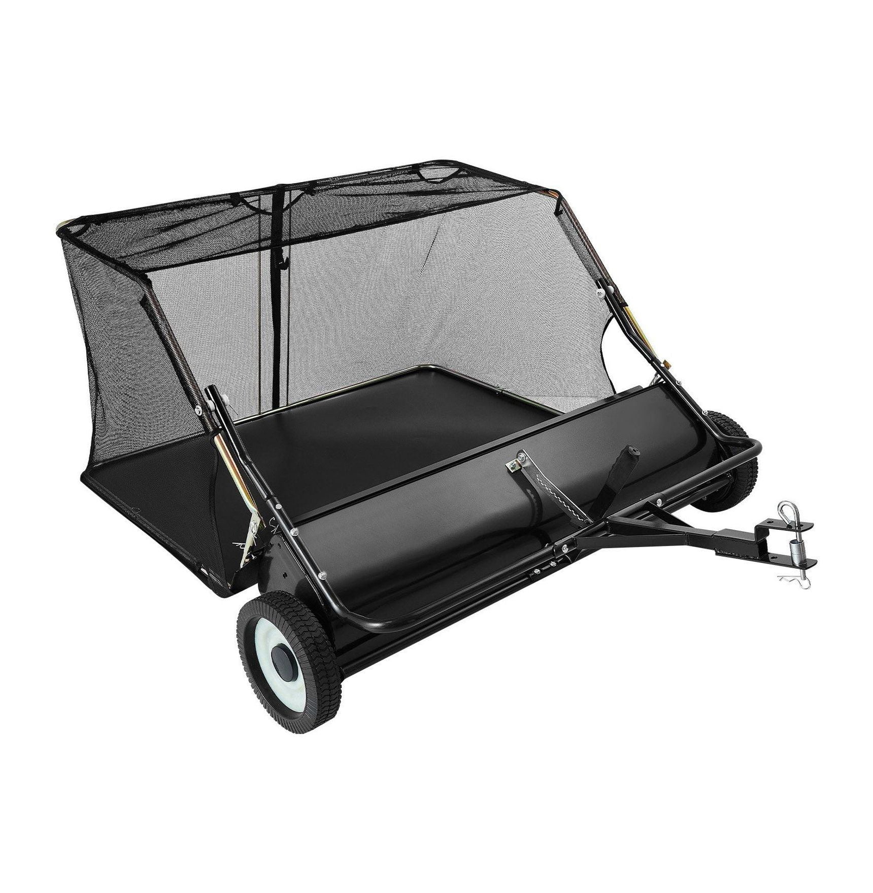 Tow Behind Lawn Sweeper 48 Inch - 20 cu.ft Hopper Bag Leaf & Grass Collector, Adjustable Height Garden Sweeper for Tractor, Yard Clean Up