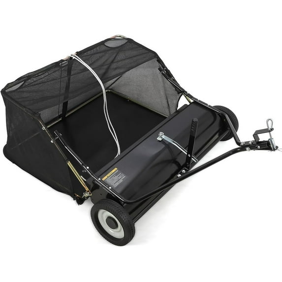 Tow Behind Lawn Sweeper 48 Inch, Large Capacity Heavy Duty Leaf & Grass Collector with Adjustable Sweeping Height, Dumping Rope Design for Picking Up Debris and Grass