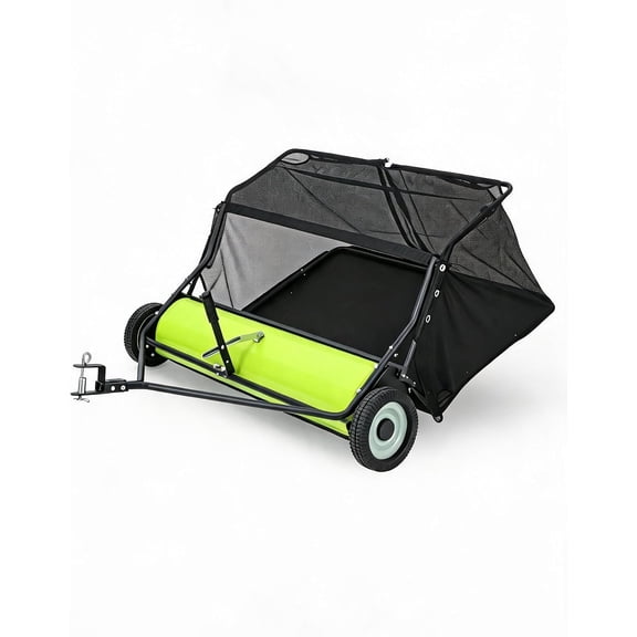 Tow Behind Lawn Sweeper 52-inch, 28 cu.ft. Large Pull Behind Lawn Sweeper, Heavy Duty Leaf & Grass Collector with Dumping Rope, Adjustable Sweeping Height for Picking Up Debris & Grass