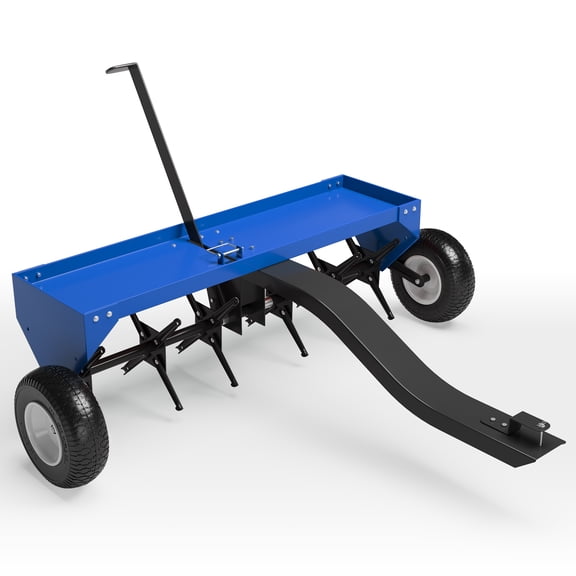 Tow-Behind Plug Aerator for Lawn Tractors, ATVs & Riding Mowers – Heavy Duty Steel, Global Hitch, 24 Steel Tines,Inflatable Wheels