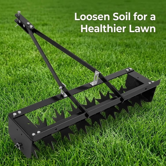 Tow Behind Spike Aerator 31 Inch Width 200 Lbs Capacity, Pull Behind Lawn Aerator 28.7 Inch Length, Lawn Aerator with 8 Steel Tines for Clay Sand Loam.