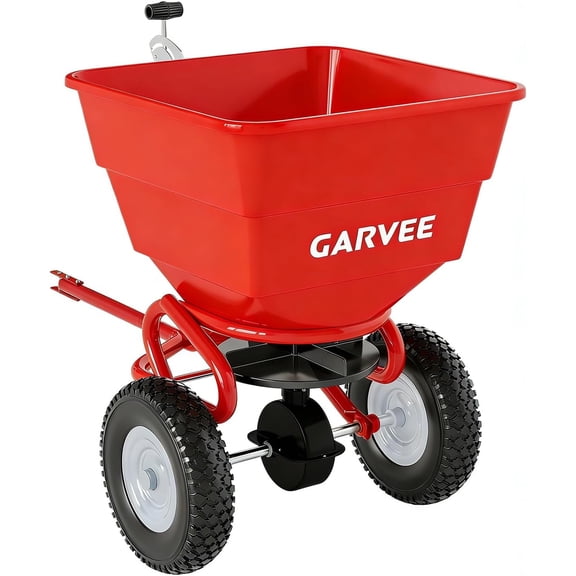 Tow-Behind Spreader, 130LBS Capacity Pull Lawn & Garden Broadcast Spreader with 10" Pneumatic Tires and Adjustable Flow Control, All Terrain Pneumatic Tires for Fertilizer, Seed, Salt