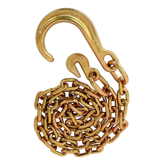 Tow Chain 6 Foot Grade 70 - 4,700lb Working Load - 5/16 Inch Forged J Hook & Grab Hook - Vehicle Recovery Chain for Cars & Trucks