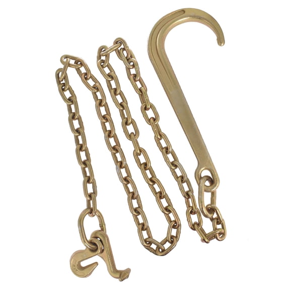 Tow Chain J-Hook 5/16" x 72" Grade 70 with Mini T-Hook Golden Fit for Recovery Wrecker Axle