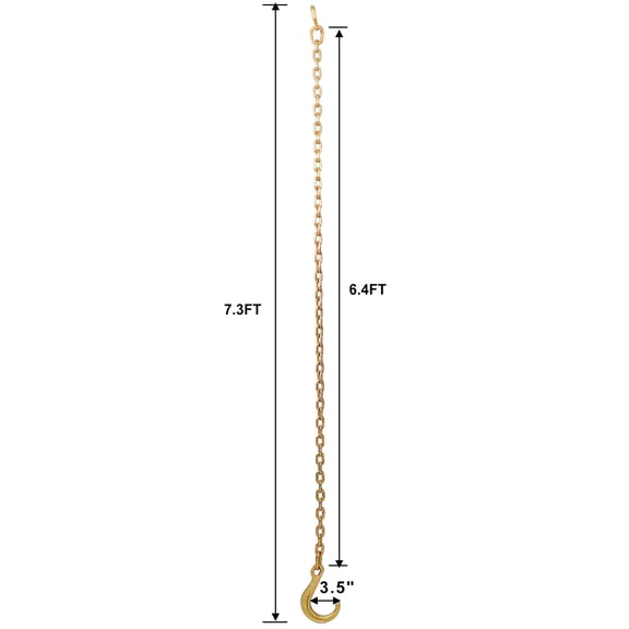 Tow Chain With 8 Inch Forged J Hook And Grab Hook - Grade 70 Chain - 6 Foot - 4,700 Pound Safe Working Load