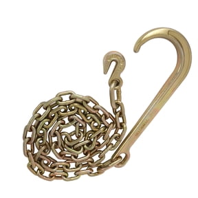 Tow Chain with 15 Inch Forged J Hook and Grab Hook - Grade 70 Chain - 6 Foot - 4,700 Pound Safe Working Load