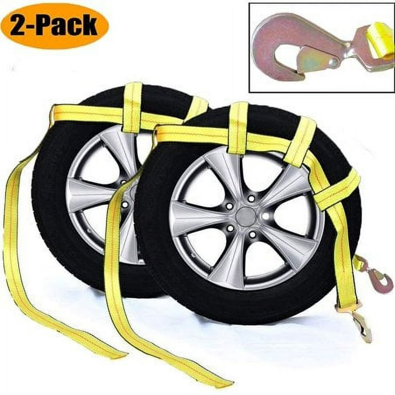 Tow Dolly Basket Strap with Twisted Snap Hooks for Small to Medium Size  Tires by Robbor Brand 2 inch Webbing 12,000 lbs Breaking Strength Tire  Bonnet&Tire Net Fits Most 14-17 Tires 