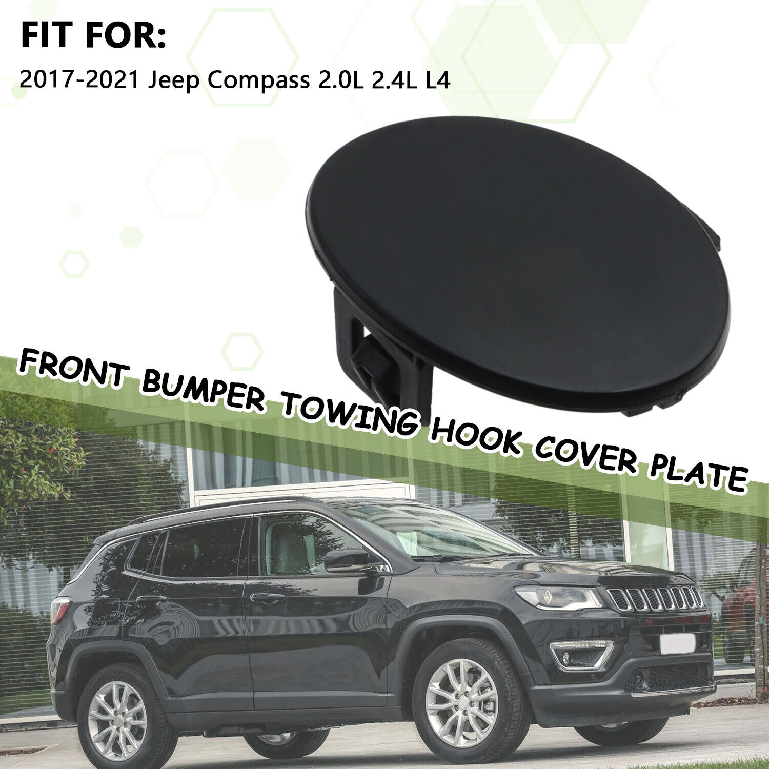 Tow Hook Plug Eye Cap Cover Front Bumper for 20172021 Jeep Compass 2