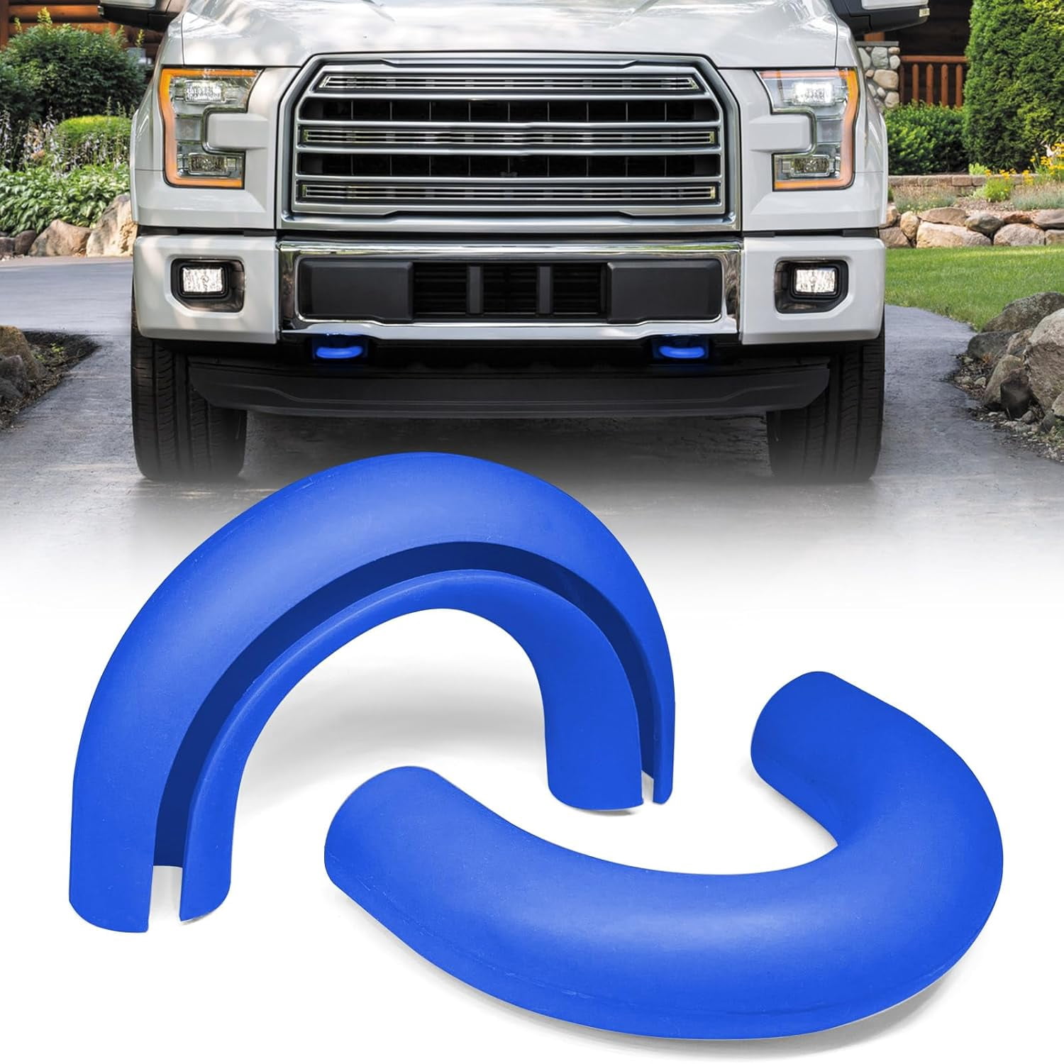 Tow Hooks Covers for Ford F150 Accessories 2004-2025,for Ford Bronco Accessories 2024 2023 2022 2021 Base Big Bend Outer Banks,for Toyota Tundra 2017 2018 2019 2020 2021 (Blue 2PCS)