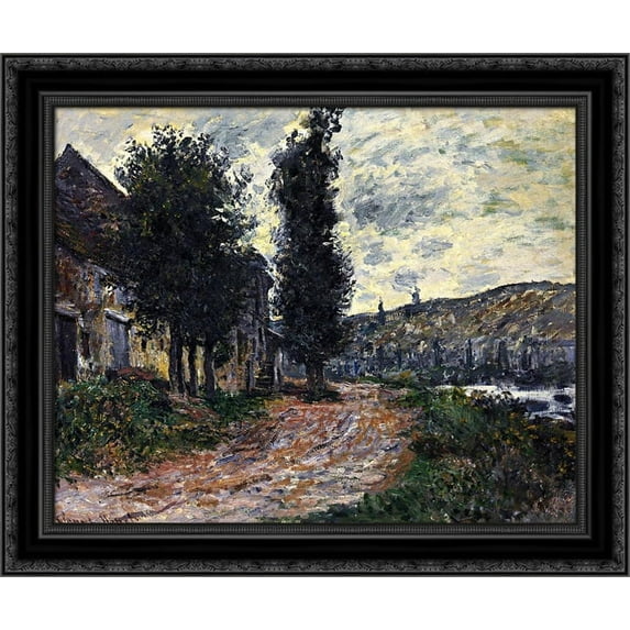 Tow Path at Lavacourt 24x20 Black Ornate Wood Framed Canvas Art by Monet, Claude