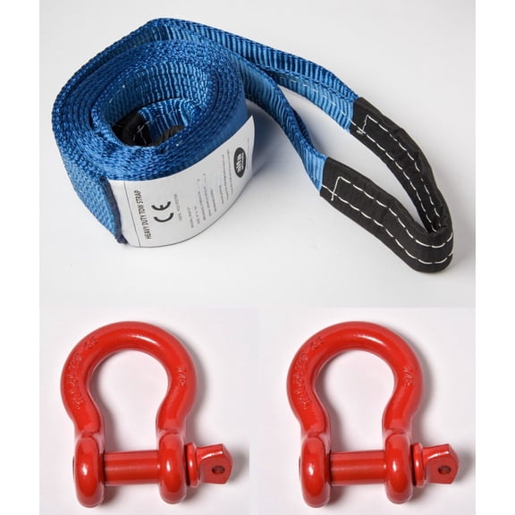 Tow Recovery Strap Bow Shackles Rigging 10ft Winch Tree Saver 3" 26000lb OffRoad
