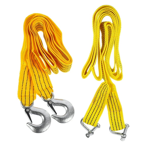 NIAIZEK 2-Pack Fluorescent Tow Rope with Stainless Steel Hooks for Car Towing and Traction Safety