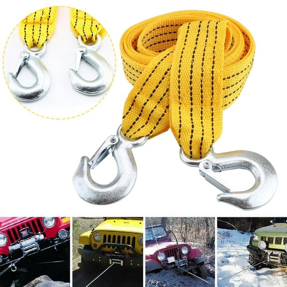 Tow Strap for Off-Road Vehicle, Car Pulling Rope, 1.77" Diameter High-Strength Polyester, Fluorescent Night, Safety Hooks, 1 Pack