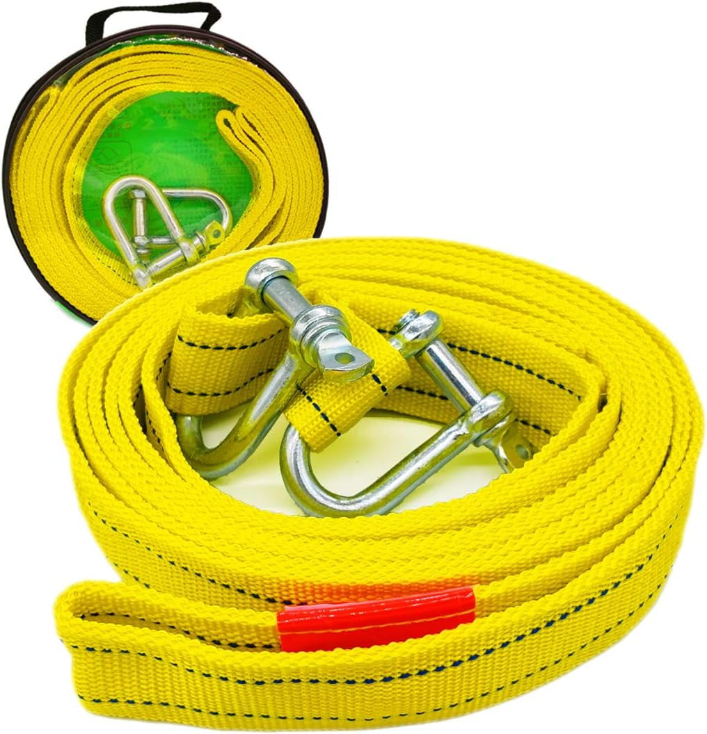 Tow Straps Heavy Duty With Safety Hooks For Heavy-Duty Towing, High-Quality Material Ensures Maximum Durability And Reliability In Various Terrains Including Ditches Desert Sand