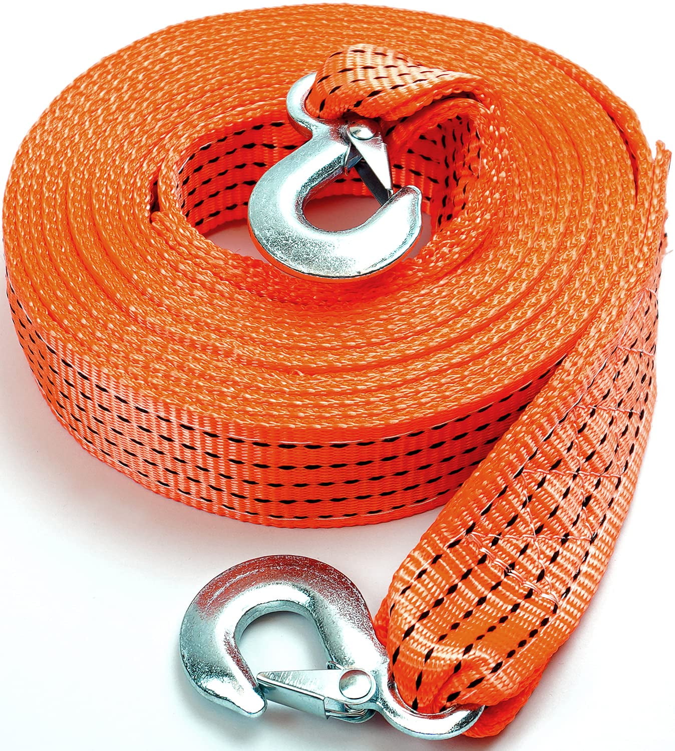 Tow Straps Heavy Duty with Hooks 2”x20’ 15,000 LBS, Metal Safety Hooks