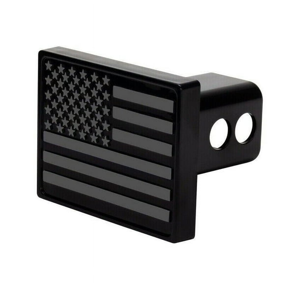 Tow Trailer Hitch Cover USA American Flag Subdued Black For 2" Receiver ABS