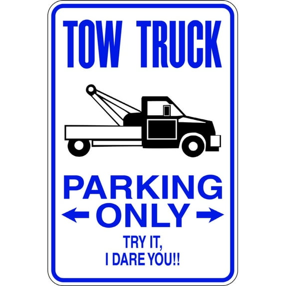 Tow Truck Picture Art – Parking Signs - Peel & Stick Sticker - Vinyl Wall Decal – Size : 9 Inches X 18 Inches