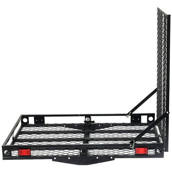 Tow Tuff 28 x 48 Inch Hitch Mount Car Cargo Carrier Rack with Folding Ramp