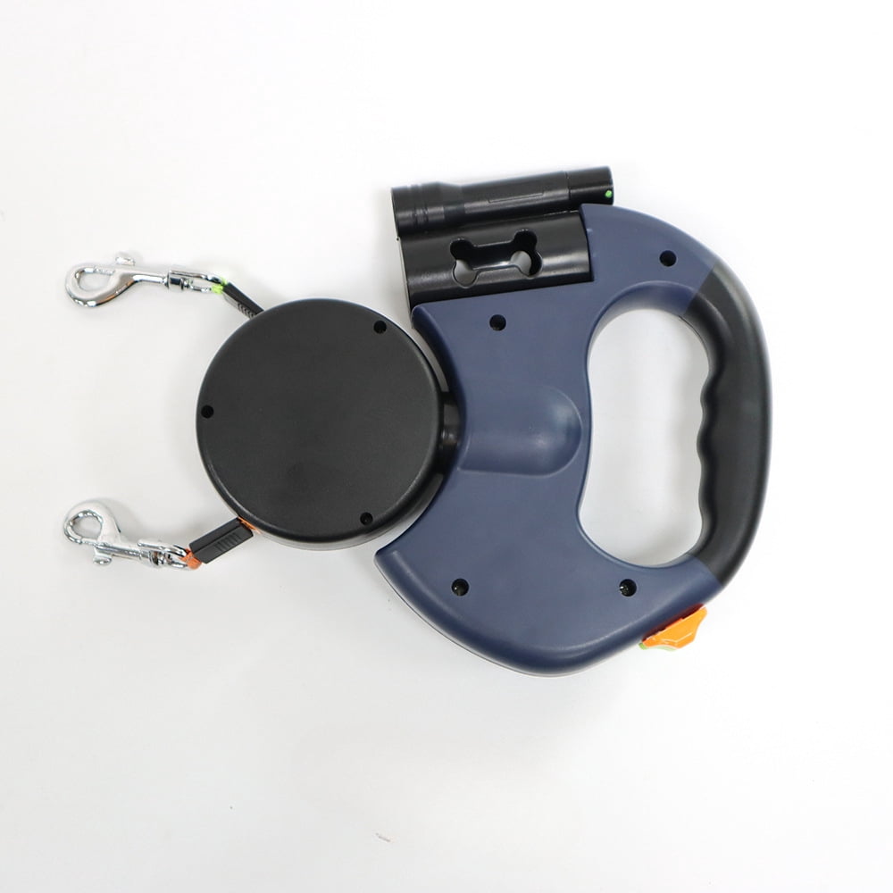 Tow two pet leash with flashlight can automatically rotate telescopic, suitable for small and medium-sized large dogs, go out portable, blue
