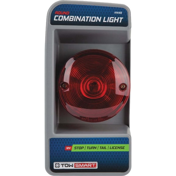 TowSmart Round Combination Trailer Light - Red Stop, Turn, Tail and License