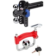 TowSmart Steel Adjustable Trailer Hitch, Dual Ball, X-Mount, Class V, 5.5-inch Drop, 5.5-inch Rise, fits 2-Inch Receiver, 14,000 LBS With Pro Class High Visibility Chrome Coupler Lock