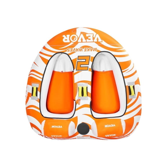 Towable Tubes for Boating 2 Person, Inflatable Boat Tubes and Towables with 2 Cockpits, 340lbs Water Sport Tubes for Boat to Pull - with 840D Full Nylon Cover, Padded Grab Handles & Safety Valve